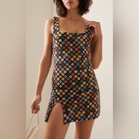 New Staud Le Sable Rainbow Beaded Embellishment Dress - Picture 3 of 9